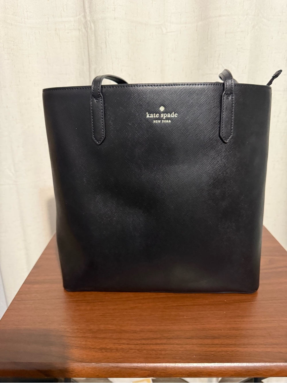 kate spade Black Structured Saffiano Leather Tote